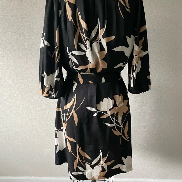 Ann Taylor Pleated Black Floral Dress - Picture 4 of 11